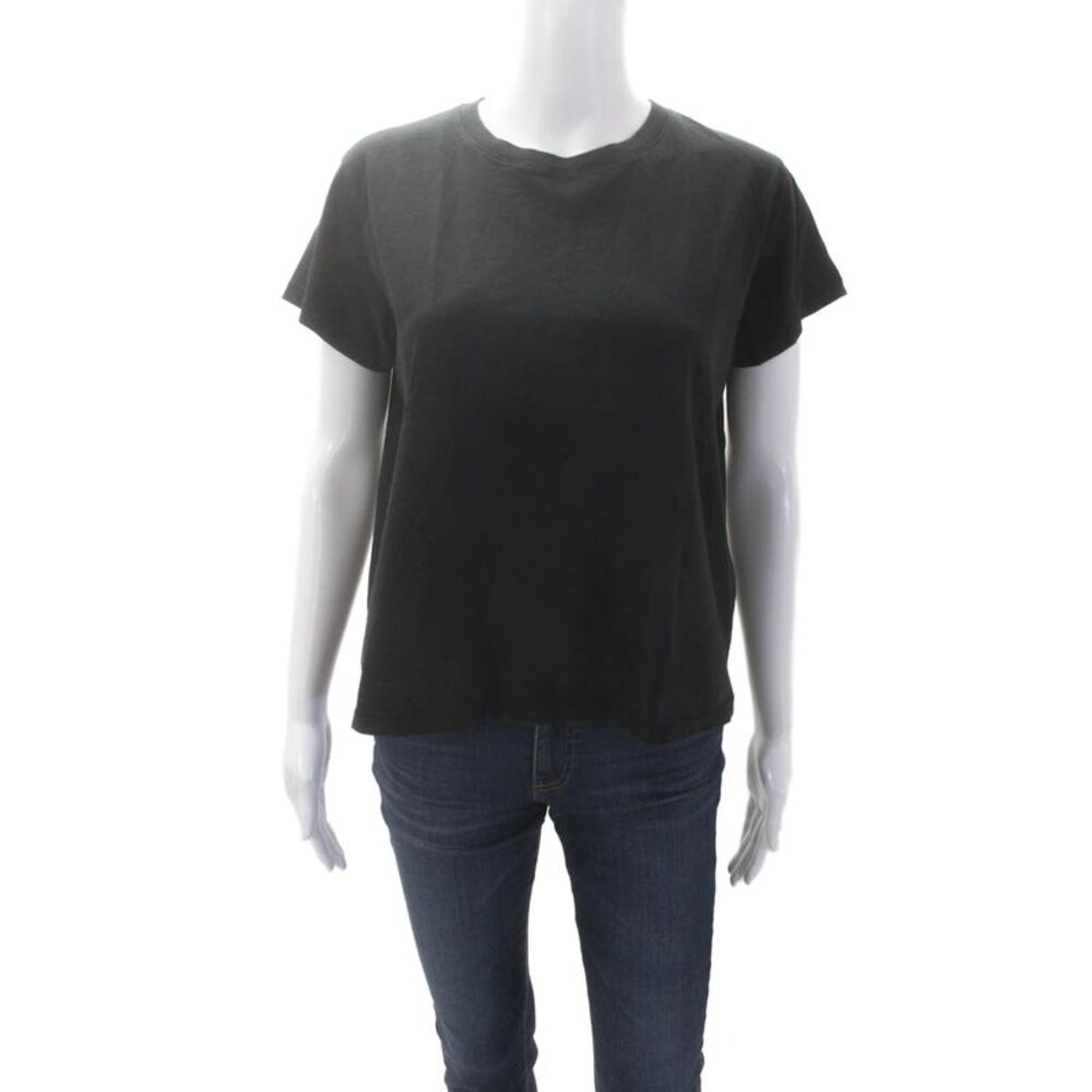 Leallo Womens Cotton Round Neck Short Sleeve Basic T-Shirt Black Size S